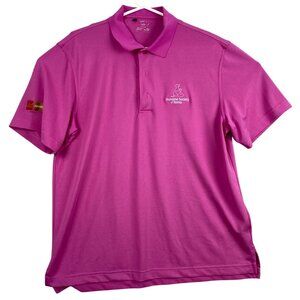 Humane Society of Rome Polo Shirt Large Pink Monterey Club with Bank Logo on Sle